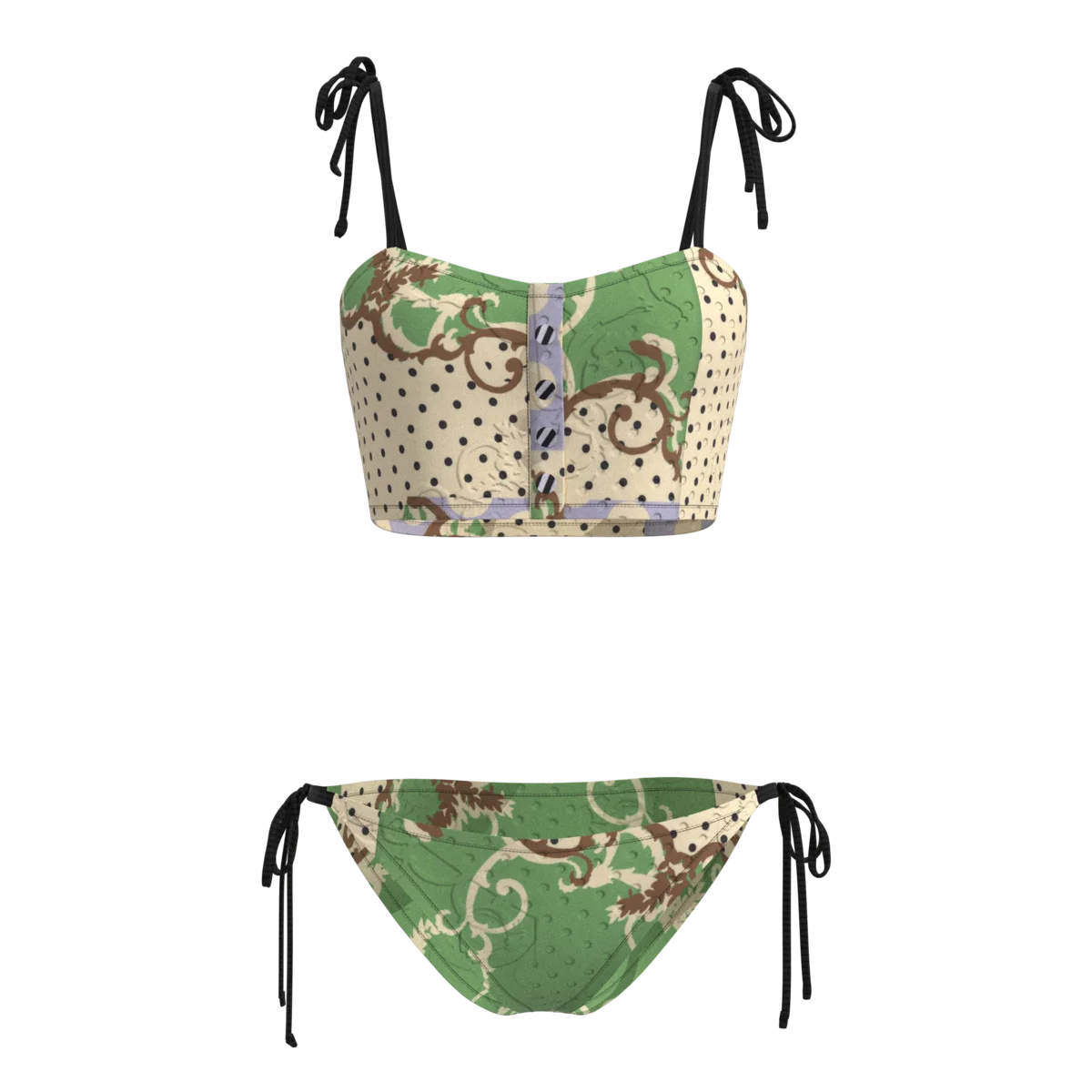 锦氨波点画框泳装印花面料